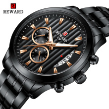 REWARD RD81010M  Luxury Mens Watches Stainless Steel Quartz Sport Watch Men Chronograph Waterproof Wrist Watches Male Clock